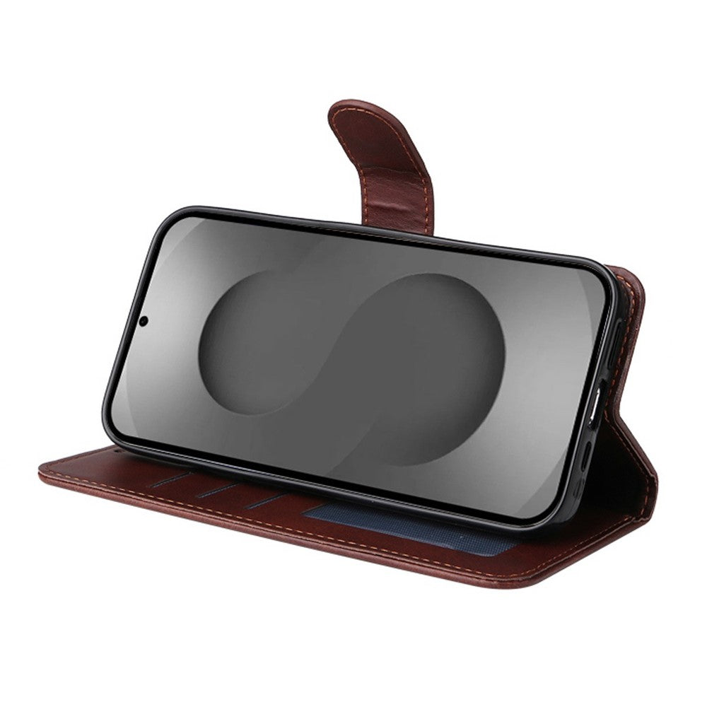 ENKAY HAT PRINCE For Samsung Galaxy S26 Ultra Wallet Case Calf Texture Leather Phone Stand Cover with 0.18mm Screen Protector / Strap