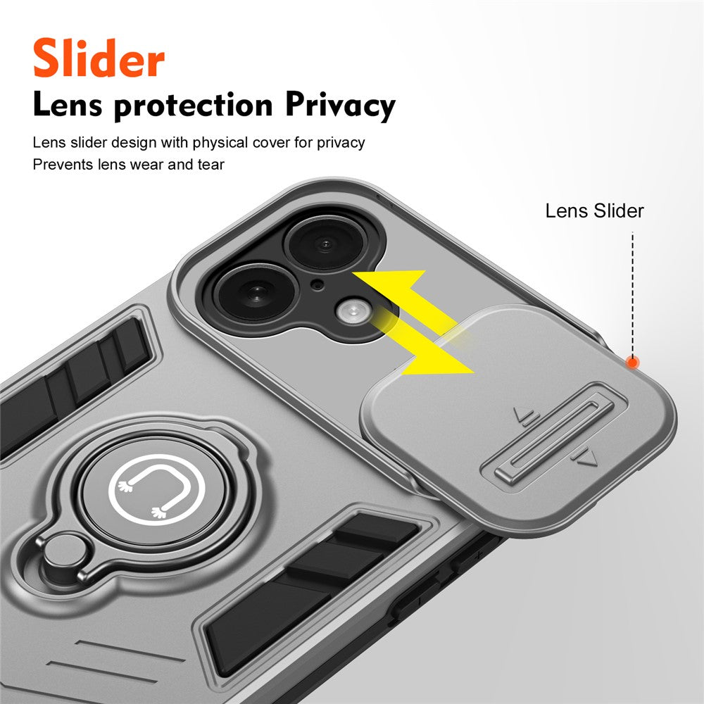 For iPhone 17 Case Slide Camshield Kickstand PC + TPU Phone Cover