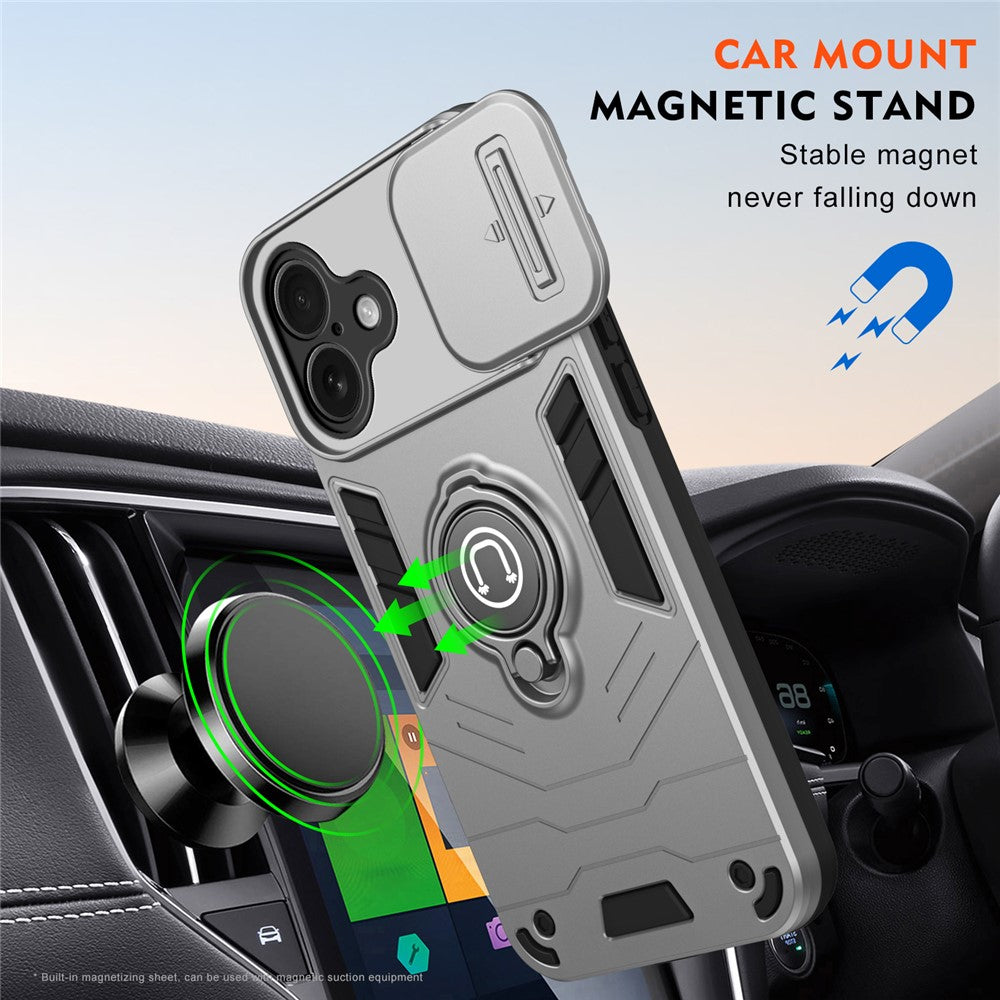 For iPhone 17 Case Slide Camshield Kickstand PC + TPU Phone Cover