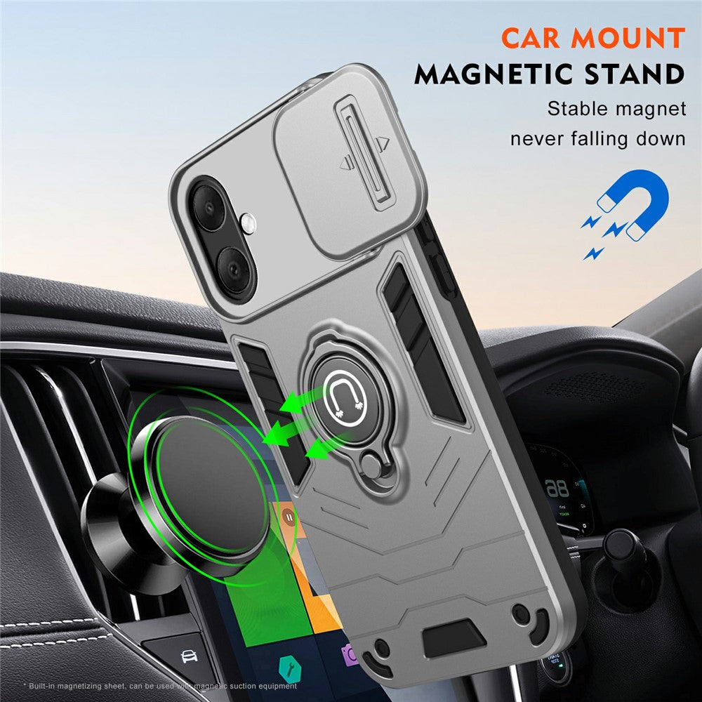 For Samsung Galaxy A07 4G Case Slide Camshield Kickstand PC + TPU Phone Cover