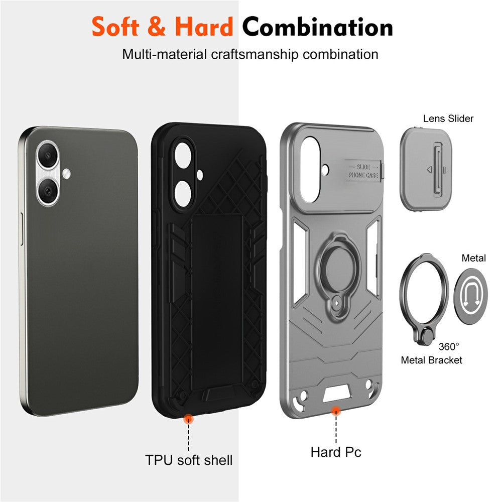 For Samsung Galaxy A07 4G Case Slide Camshield Kickstand PC + TPU Phone Cover