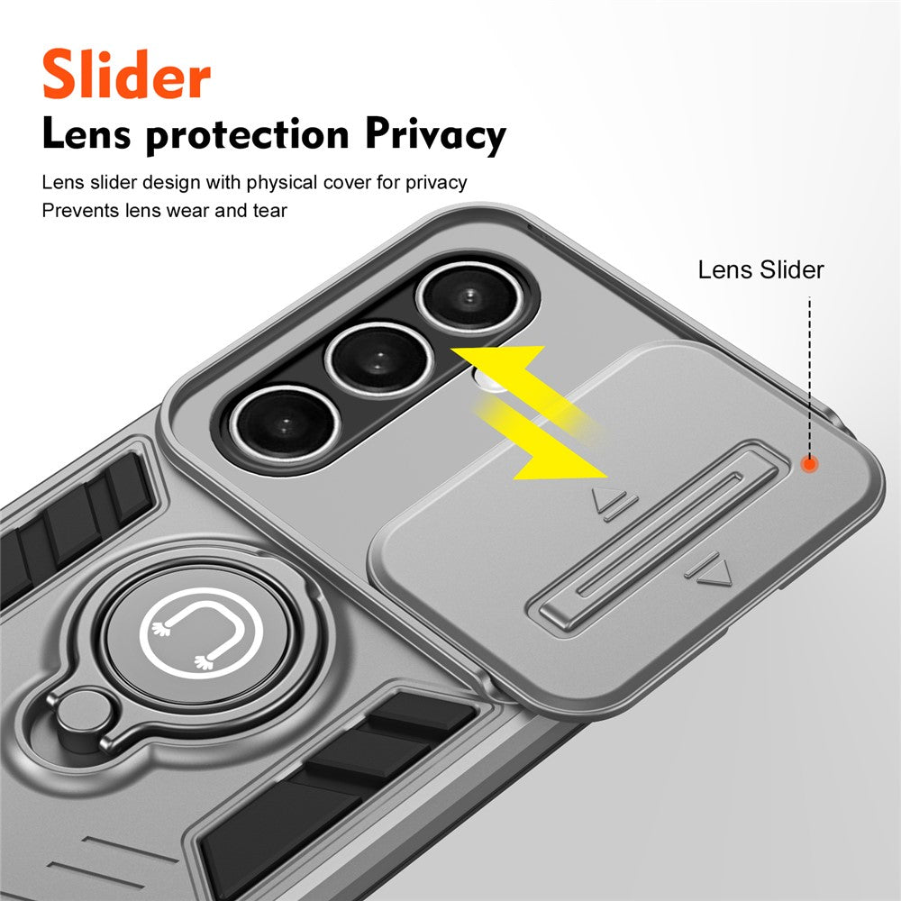For Samsung Galaxy S25 FE Case Slide Camshield Kickstand PC + TPU Phone Cover