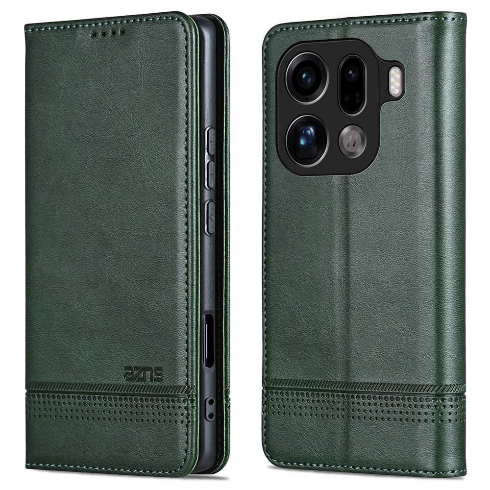 AZNS For Oppo Find X9 Pro 5G Case Cowhide Texture PU Leather Wallet Phone Cover