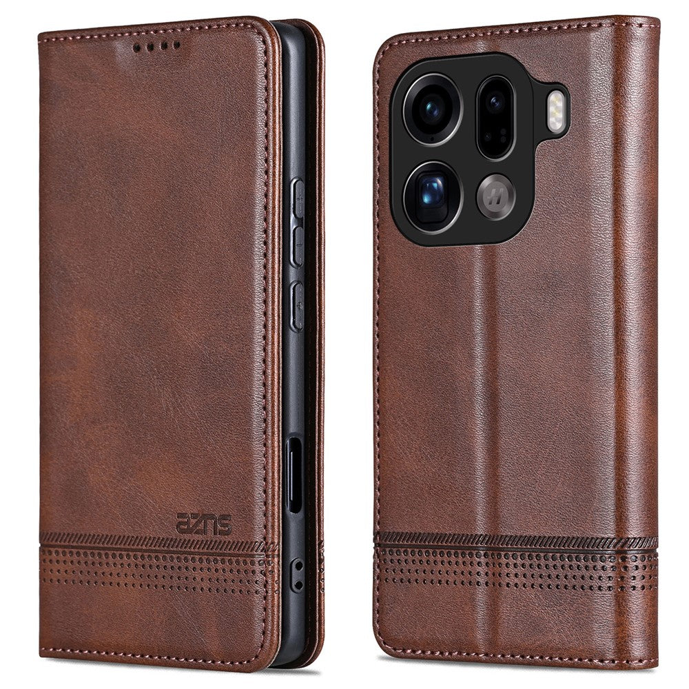 AZNS For Oppo Find X9 Pro 5G Case Cowhide Texture PU Leather Wallet Phone Cover