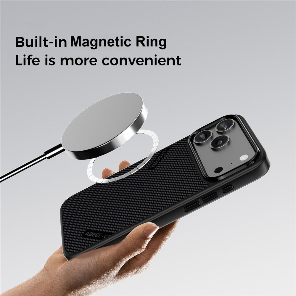 ABEEL CF-Lyocell Series For iPhone 17 Pro Case Compatible with MagSafe Microfiber + PC + E-TPU Phone Cover