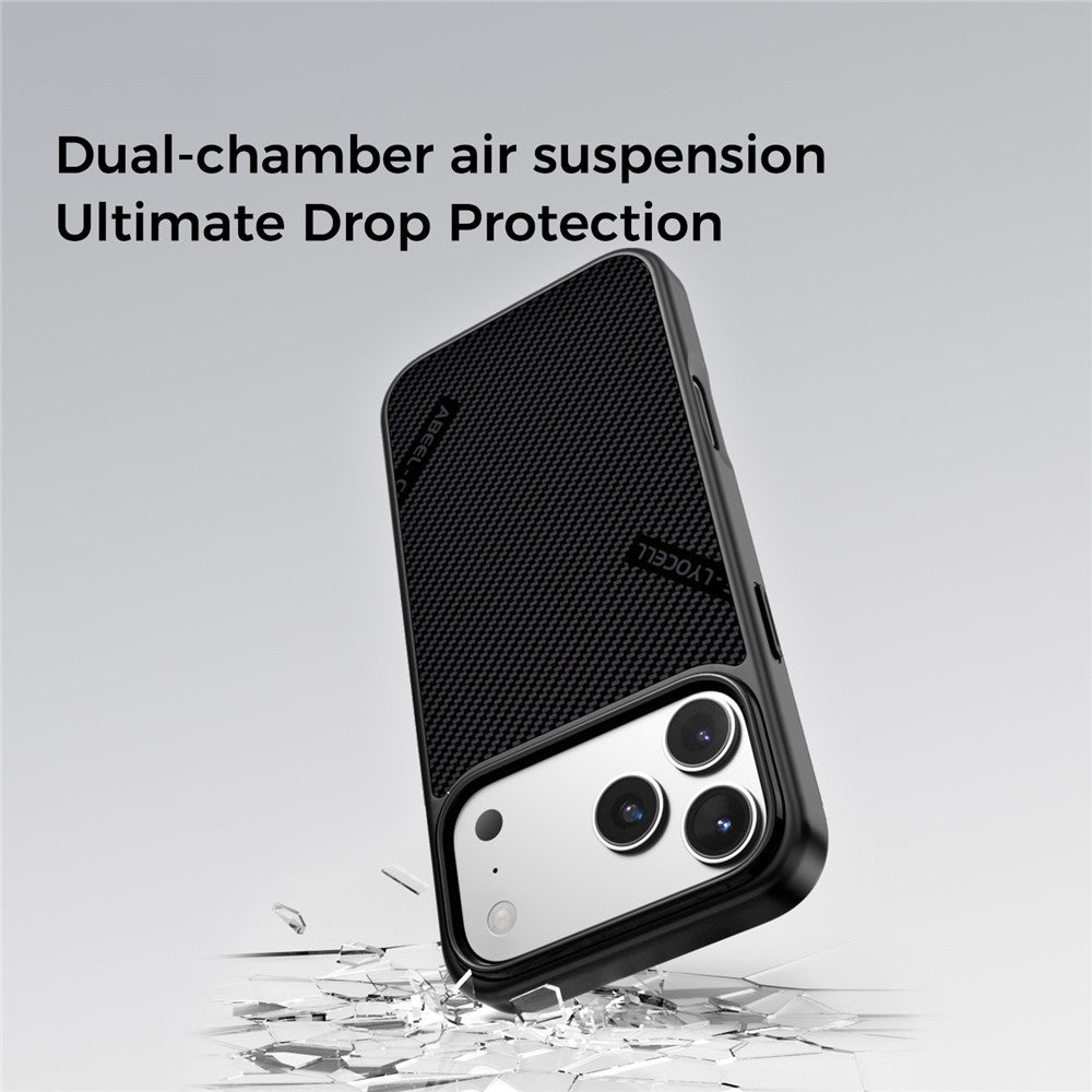 ABEEL CF-Lyocell Series For iPhone 17 Pro Case Compatible with MagSafe Microfiber + PC + E-TPU Phone Cover
