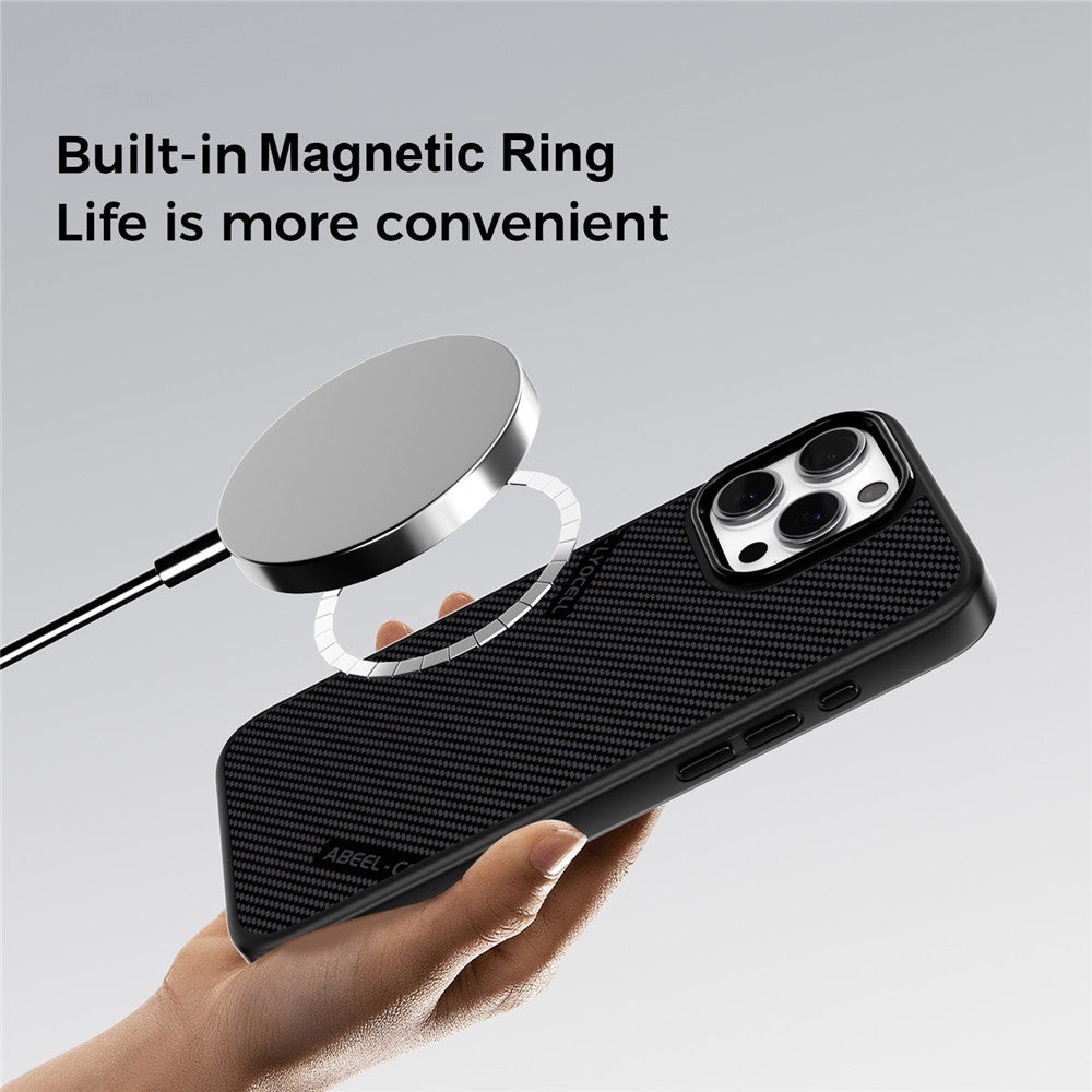 ABEEL CF-Lyocell Series For iPhone 16 Pro Max Case Compatible with MagSafe Microfiber + PC + E-TPU Phone Cover