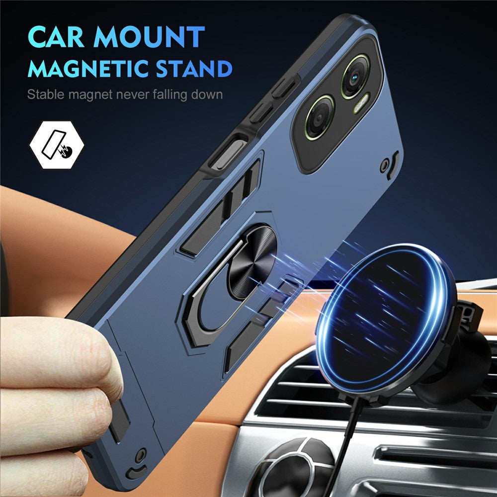 For Motorola Moto G06 4G Case PC + TPU Drop Defend Phone Cover with Ring Kickstand