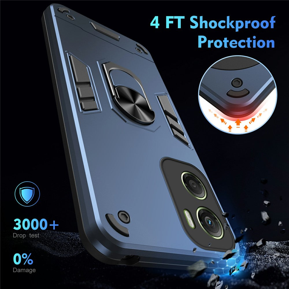 For Motorola Moto G06 4G Case PC + TPU Drop Defend Phone Cover with Ring Kickstand