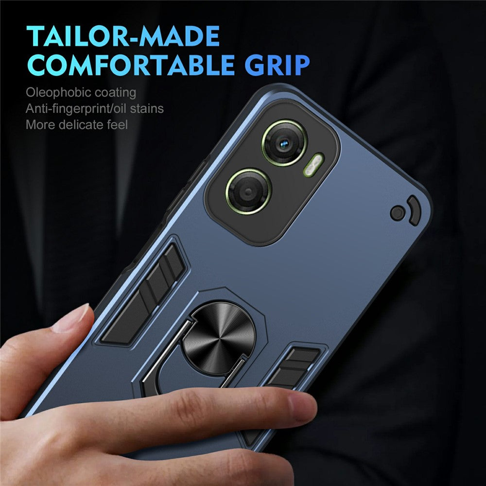 For Motorola Moto G06 4G Case PC + TPU Drop Defend Phone Cover with Ring Kickstand