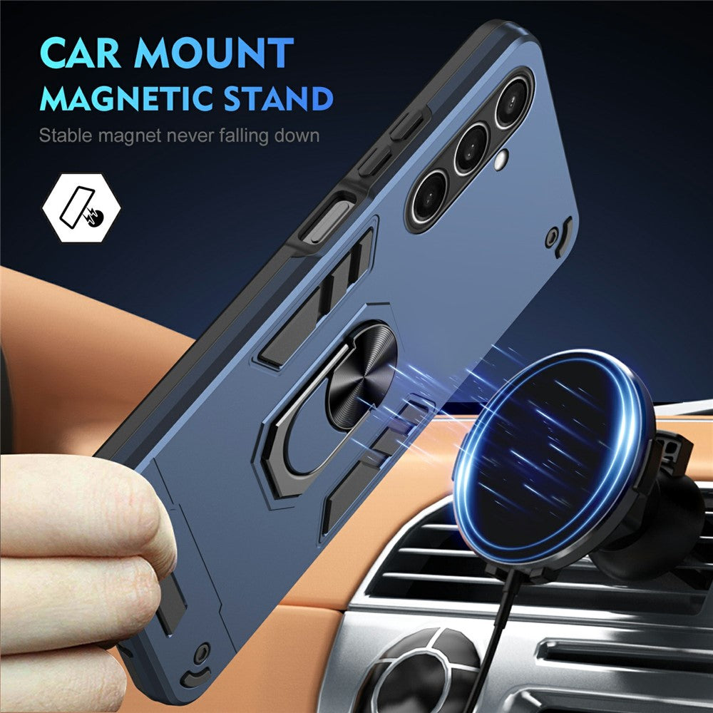 For Samsung Galaxy S25 FE Case PC + TPU Drop Defend Phone Cover with Ring Kickstand