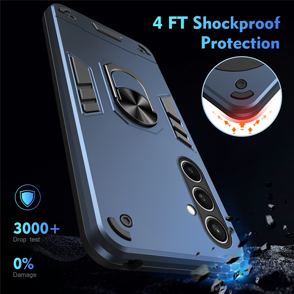 For Samsung Galaxy S25 FE Case PC + TPU Drop Defend Phone Cover with Ring Kickstand