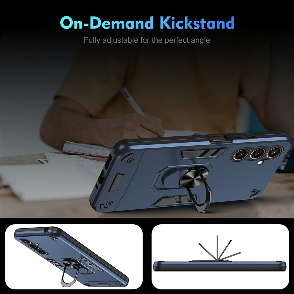 For Samsung Galaxy S25 FE Case PC + TPU Drop Defend Phone Cover with Ring Kickstand