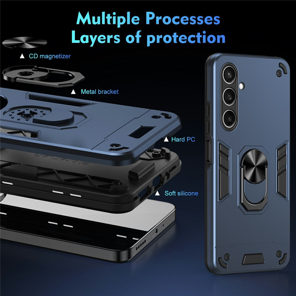 For Samsung Galaxy S25 FE Case PC + TPU Drop Defend Phone Cover with Ring Kickstand