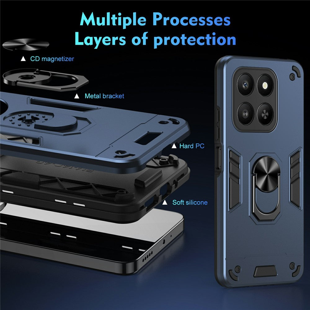 For Honor 400 Smart 5G / X7d 4G Case PC + TPU Drop Defend Phone Cover with Ring Kickstand
