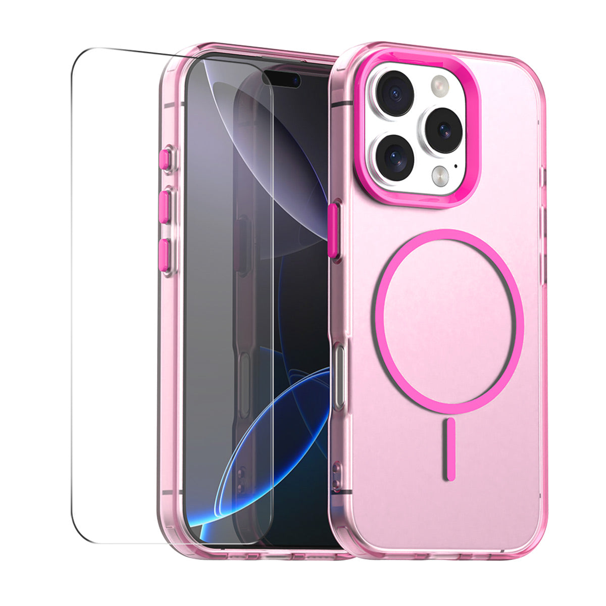 For iPhone 14 Pro Max Case with 9H Tempered Glass ENKAY HAT PRINCE PC TPU Phone Cover Compatible with MagSafe