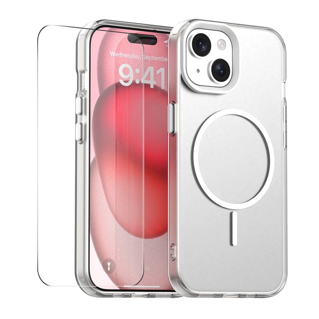 For iPhone 14 Plus Case with 9H Tempered Glass ENKAY HAT PRINCE PC TPU Phone Cover Compatible with MagSafe