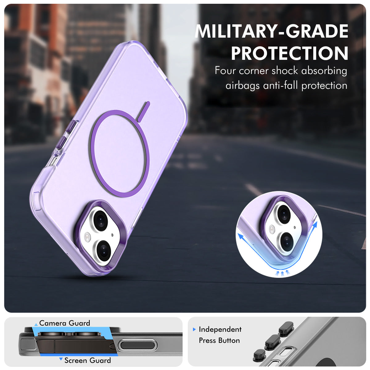 For iPhone 14 Plus Case with 9H Tempered Glass ENKAY HAT PRINCE PC TPU Phone Cover Compatible with MagSafe