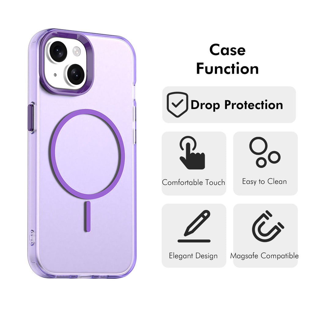 For iPhone 15 Plus Case with 9H Tempered Glass ENKAY HAT PRINCE PC TPU Phone Cover Compatible with MagSafe