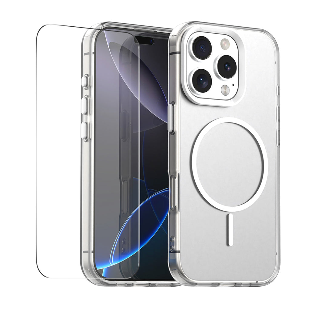 Coque pour iPhone 15 Pro avec verre trempé 9H ENKAY HAT PRINCE en PC TPU compatible MagSafe