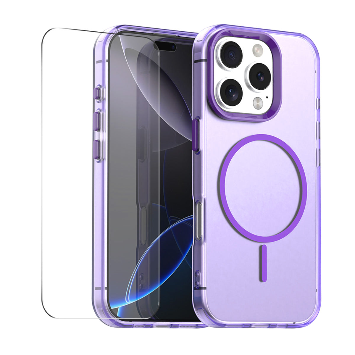 For iPhone 15 Pro Case with 9H Tempered Glass ENKAY HAT PRINCE PC TPU Phone Cover Compatible with MagSafe