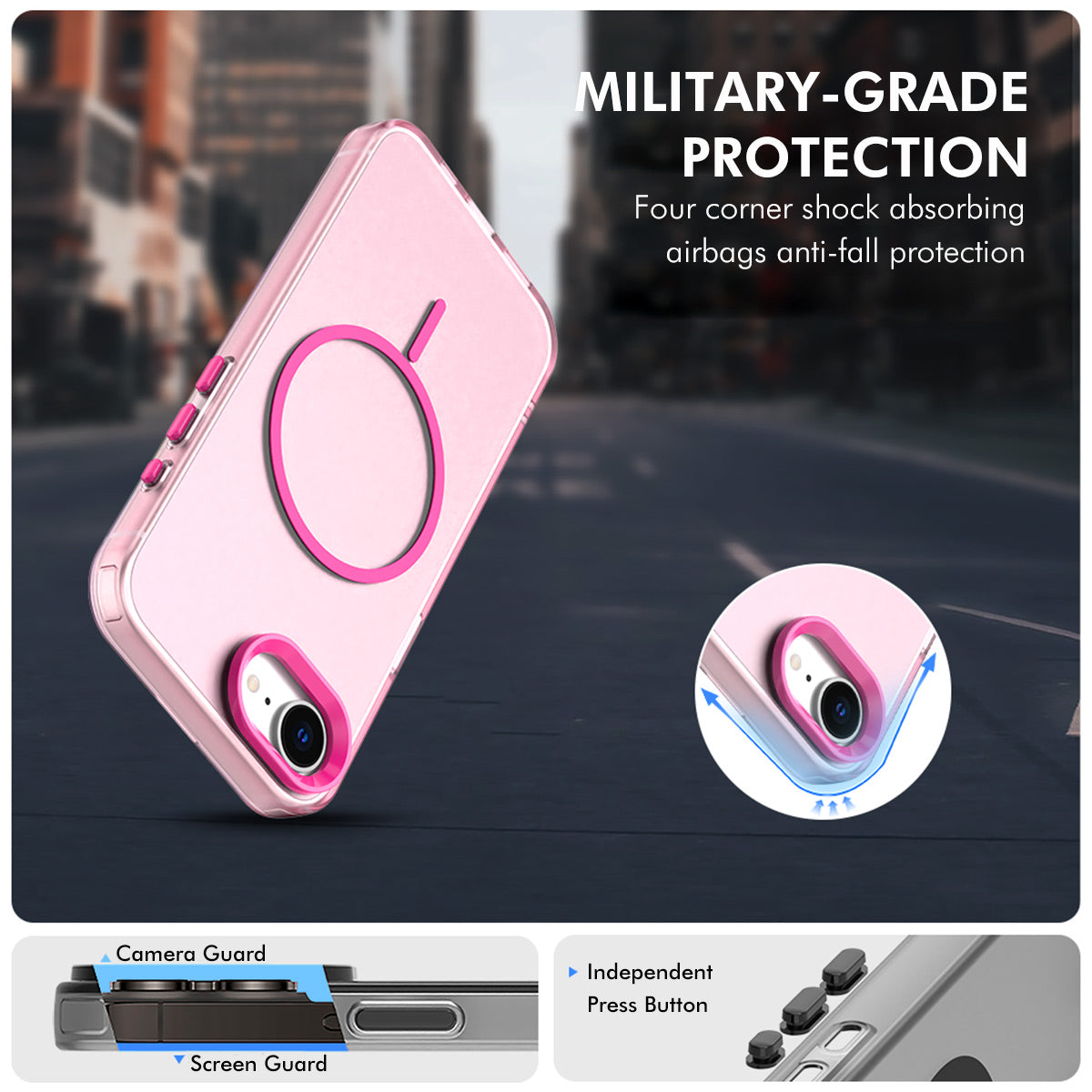 For iPhone 16e Case with 9H Tempered Glass ENKAY HAT PRINCE PC TPU Phone Cover Compatible with MagSafe