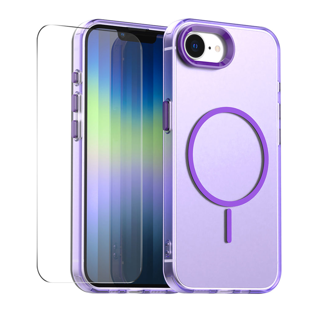 For iPhone 16e Case with 9H Tempered Glass ENKAY HAT PRINCE PC TPU Phone Cover Compatible with MagSafe