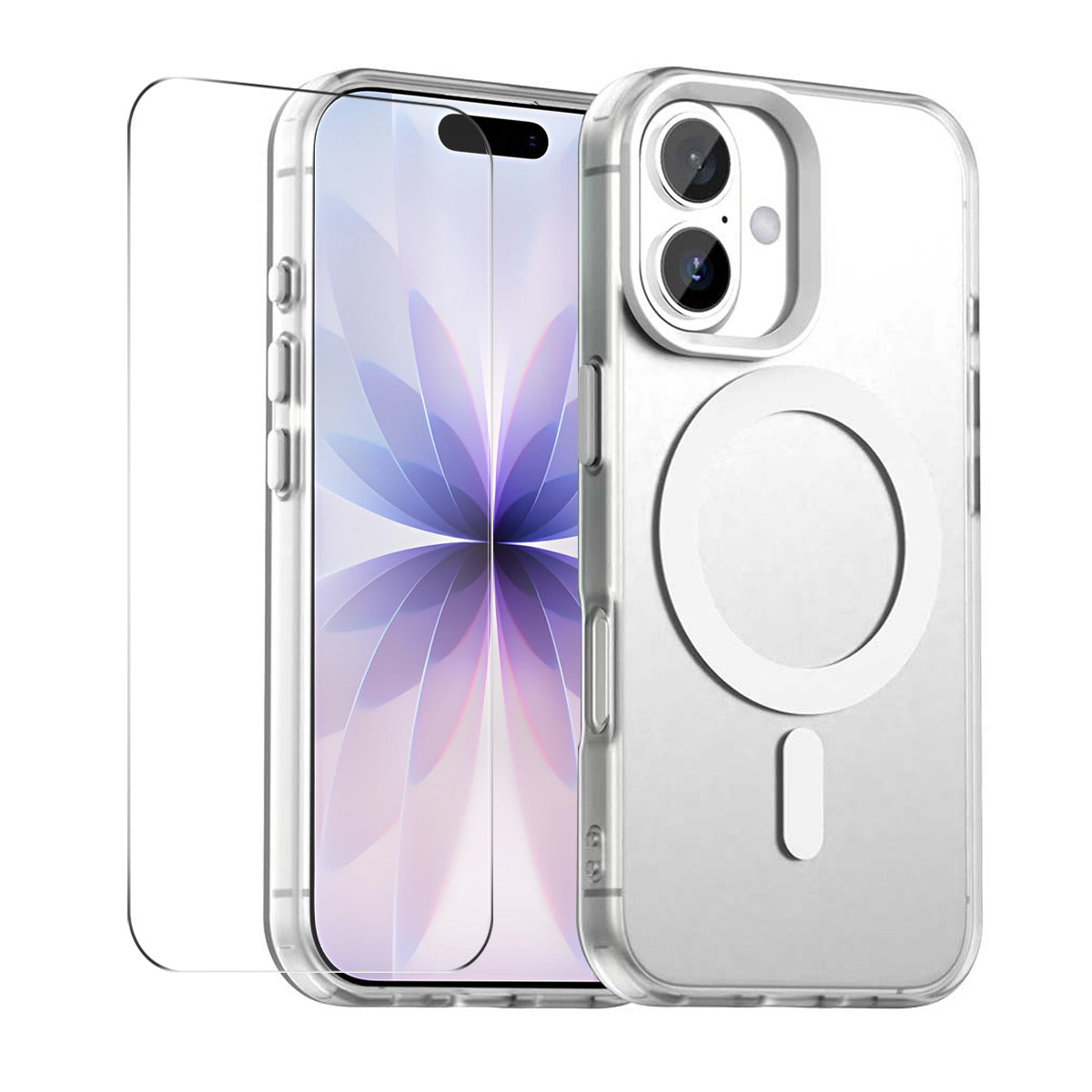 For iPhone 16 Case with 9H Tempered Glass ENKAY HAT PRINCE PC TPU Phone Cover Compatible with MagSafe