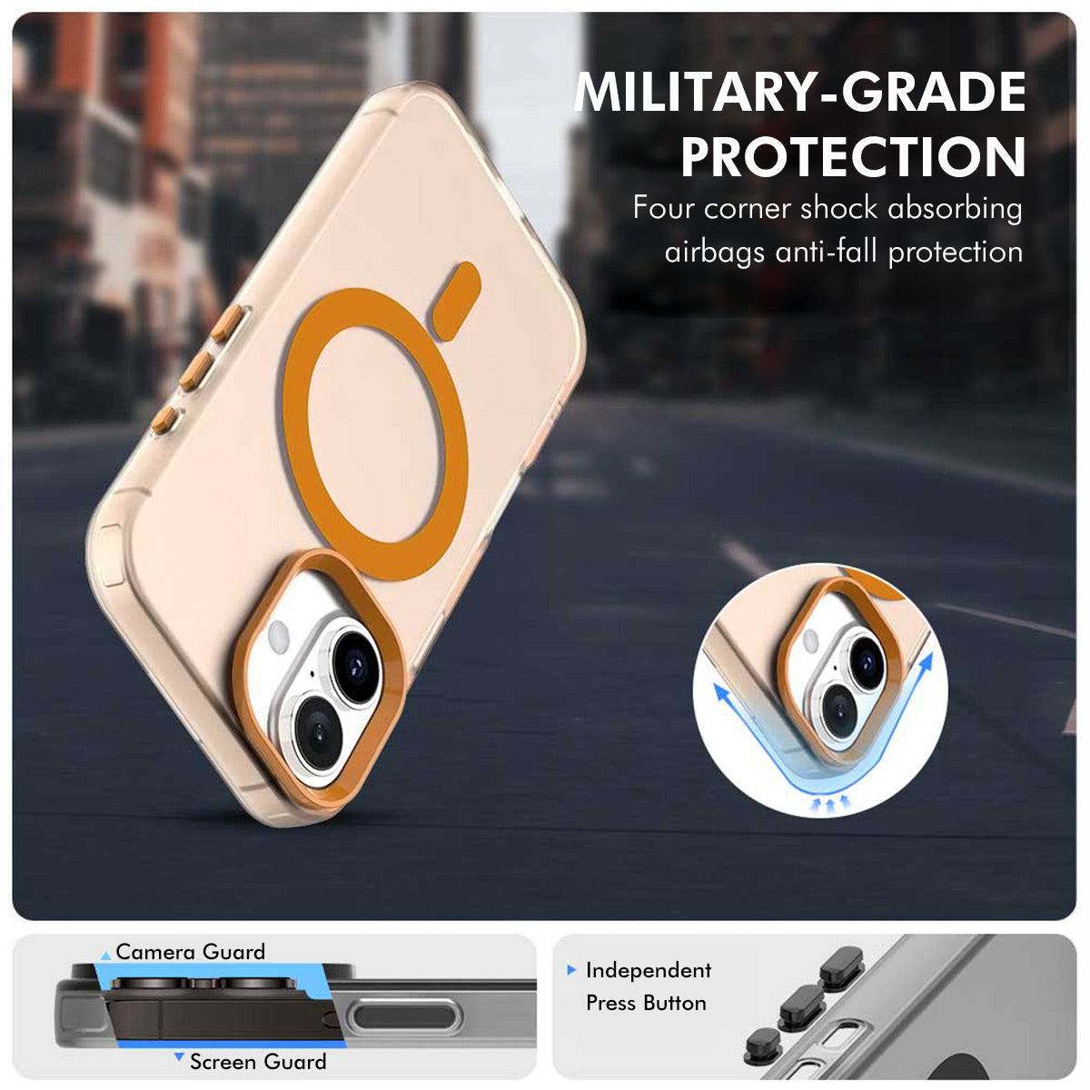 For iPhone 16 Case with 9H Tempered Glass ENKAY HAT PRINCE PC TPU Phone Cover Compatible with MagSafe