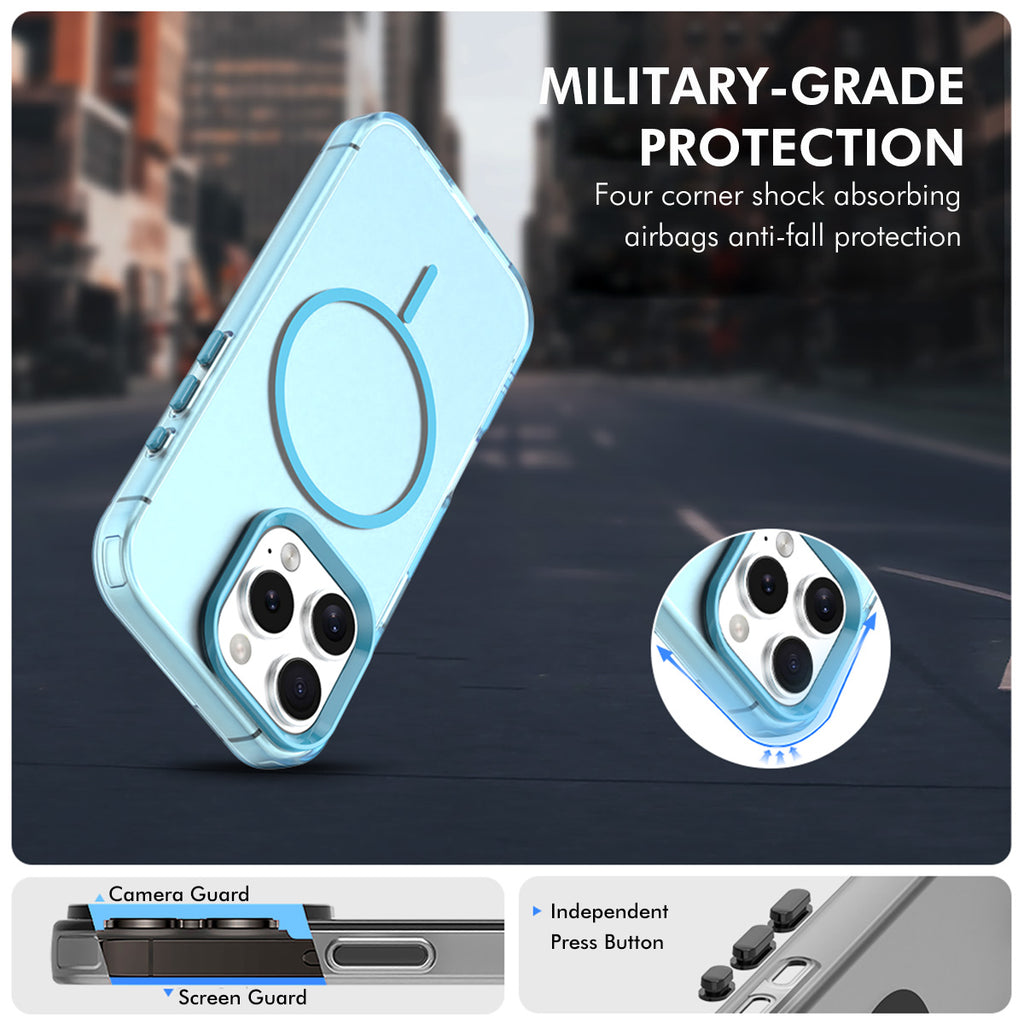 For iPhone 16 Pro Case with 9H Tempered Glass ENKAY HAT PRINCE PC TPU Phone Cover Compatible with MagSafe