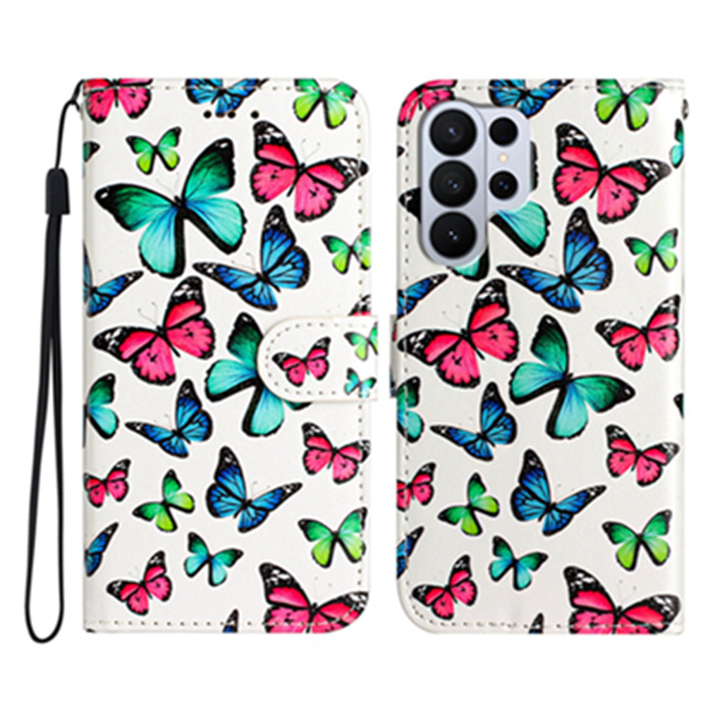 For Samsung Galaxy S26 Ultra Wallet Case  Printed Pattern PU Leather Stand Phone Cover with Strap