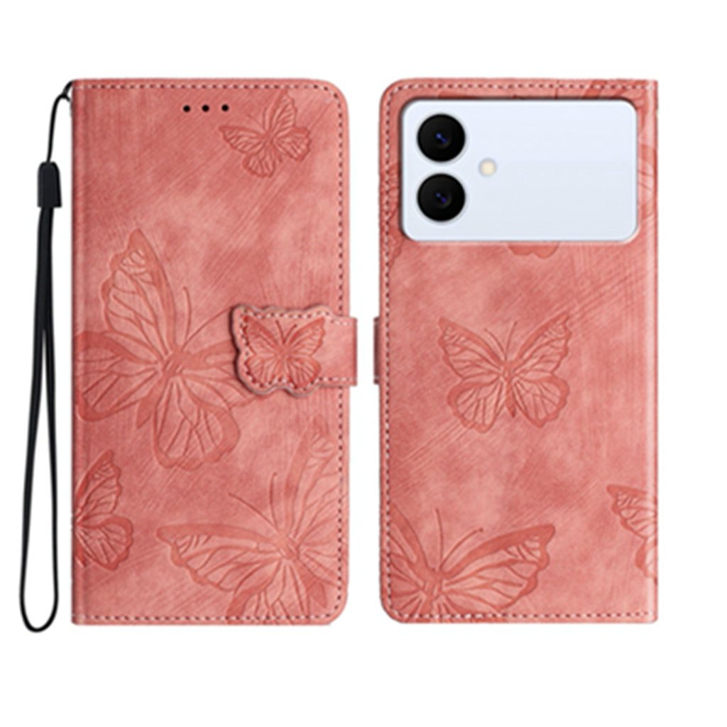 For Samsung Galaxy S26 Edge Case Butterfly Design Flip Wallet Leather Phone Cover Skin-Touch