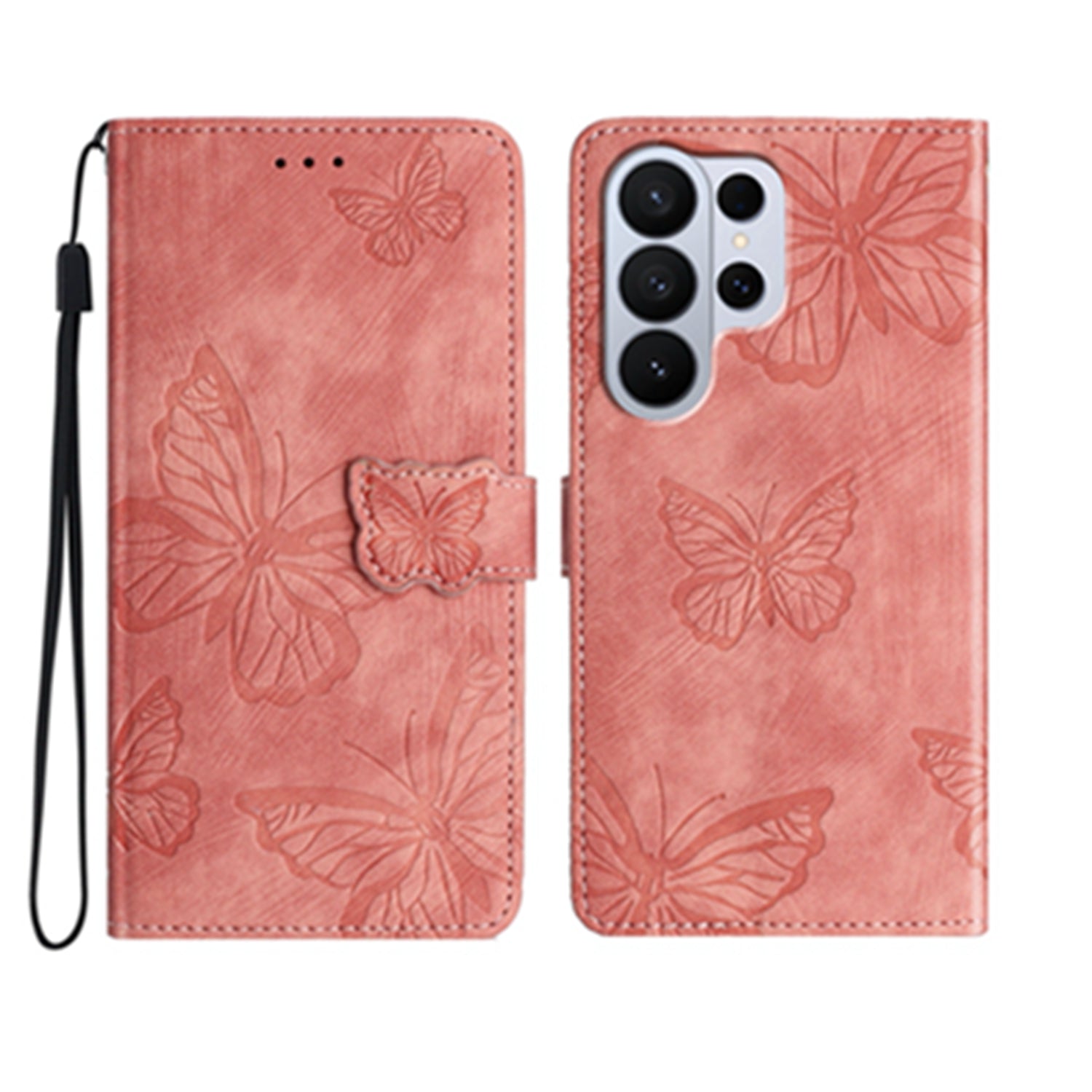 For Samsung Galaxy S26 Ultra Case Butterfly Design Flip Wallet Leather Phone Cover Skin-Touch