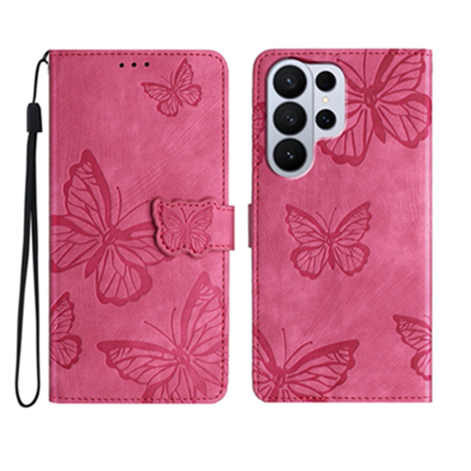 For Samsung Galaxy S26 Ultra Case Butterfly Design Flip Wallet Leather Phone Cover Skin-Touch