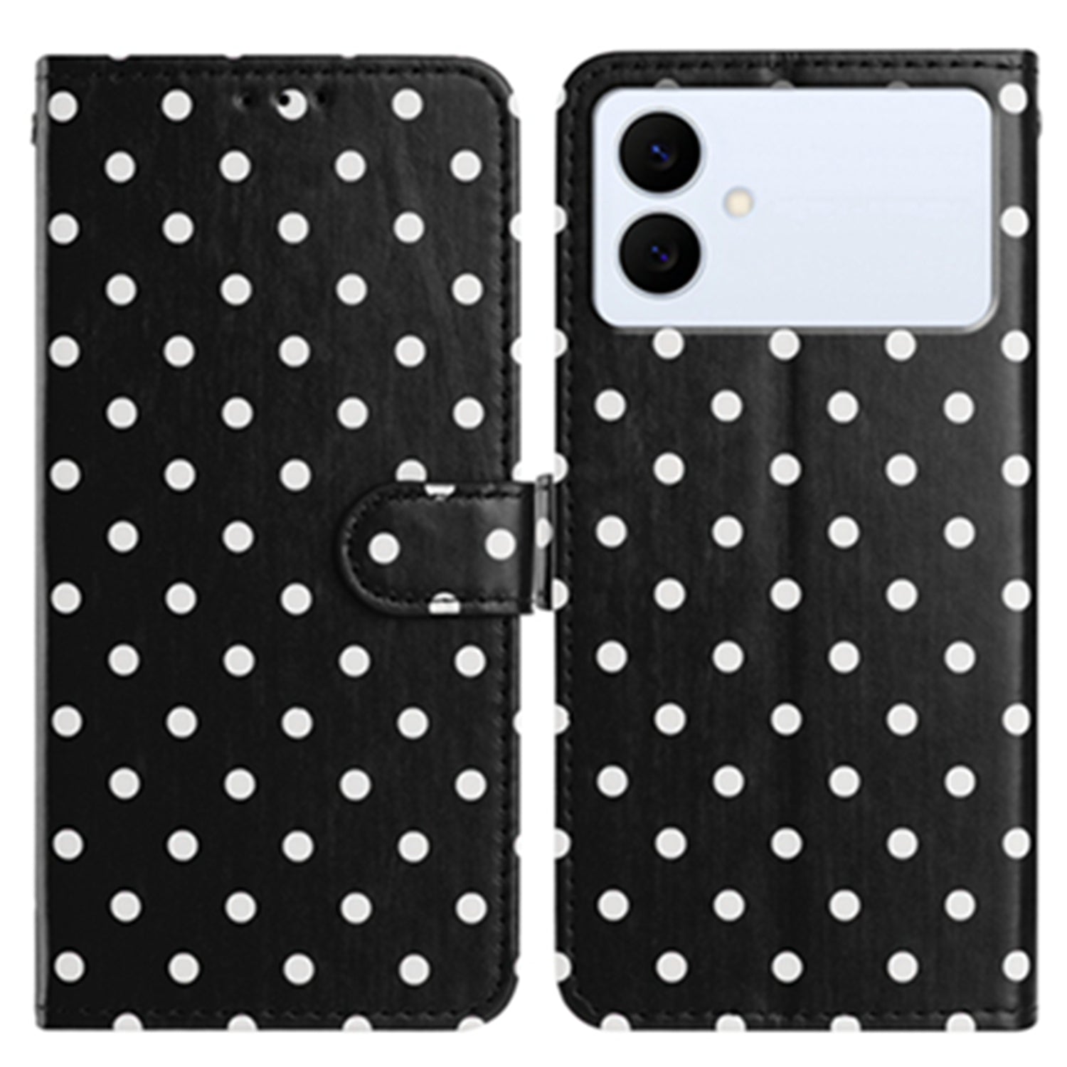 For Samsung Galaxy S26 Edge Leather Case Polka Dot Pattern Wallet Stand Folio Phone Cover