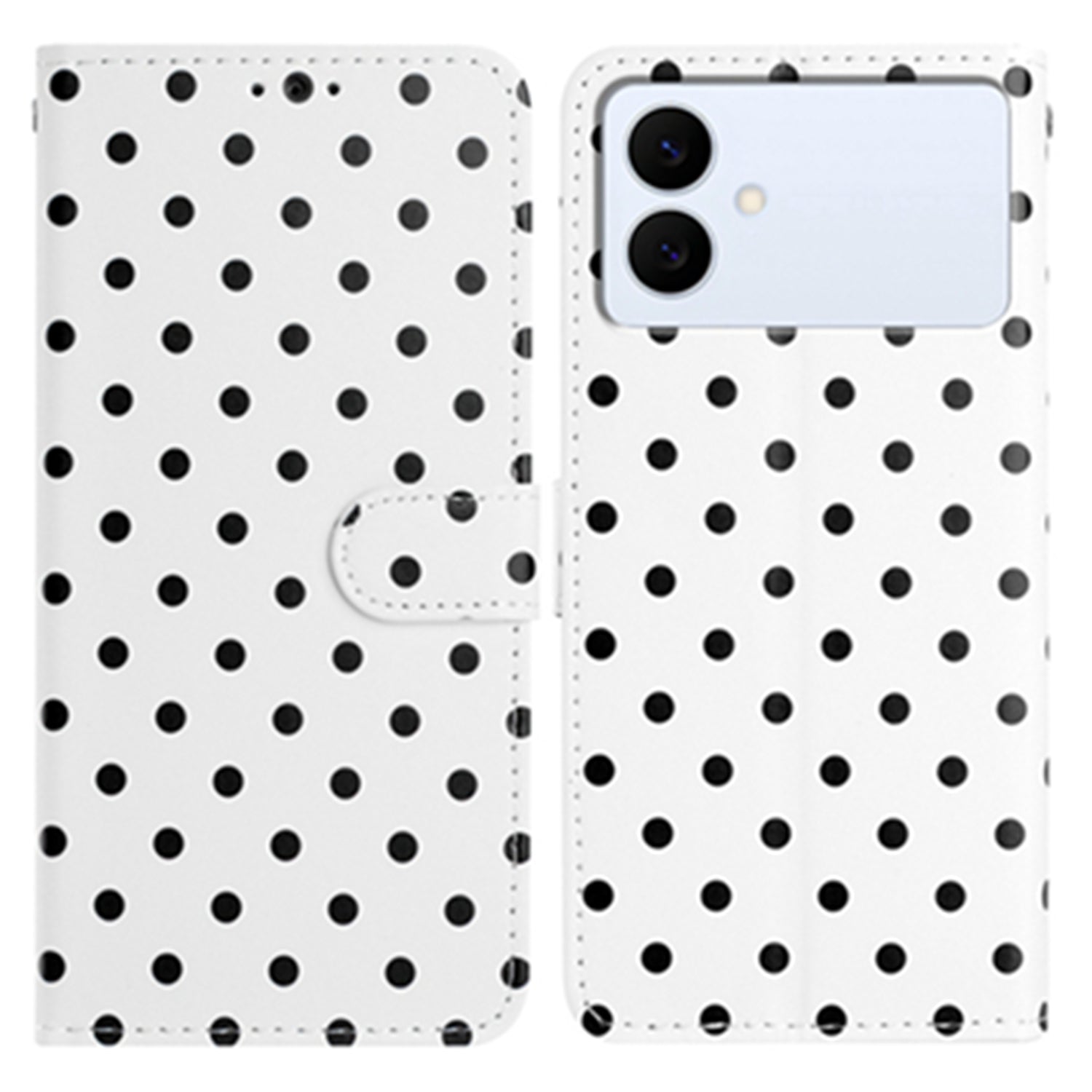 For Samsung Galaxy S26 Edge Leather Case Polka Dot Pattern Wallet Stand Folio Phone Cover