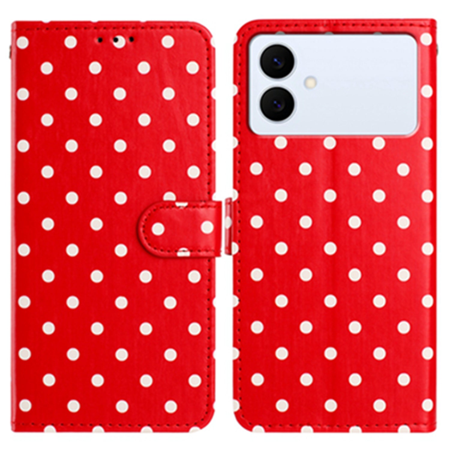 For Samsung Galaxy S26 Edge Leather Case Polka Dot Pattern Wallet Stand Folio Phone Cover