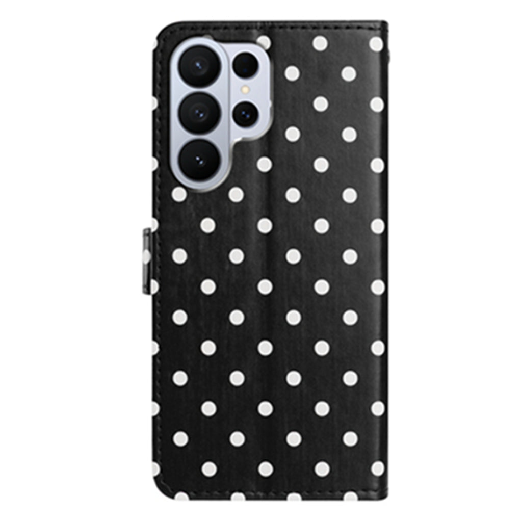 For Samsung Galaxy S26 Ultra Leather Case Polka Dot Pattern Wallet Stand Folio Phone Cover