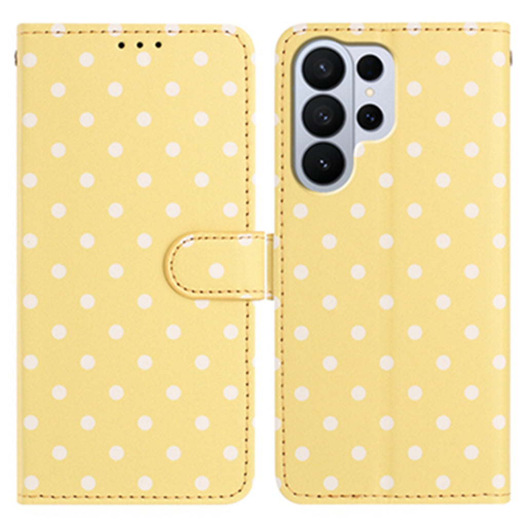 For Samsung Galaxy S26 Ultra Leather Case Polka Dot Pattern Wallet Stand Folio Phone Cover