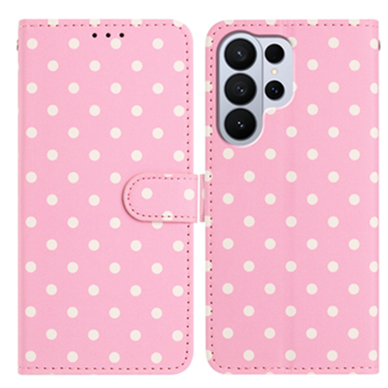 For Samsung Galaxy S26 Ultra Leather Case Polka Dot Pattern Wallet Stand Folio Phone Cover