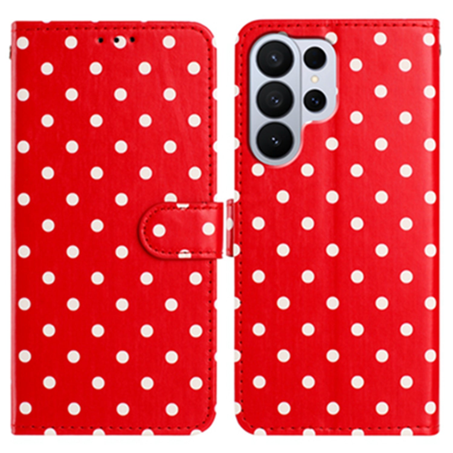 For Samsung Galaxy S26 Ultra Leather Case Polka Dot Pattern Wallet Stand Folio Phone Cover