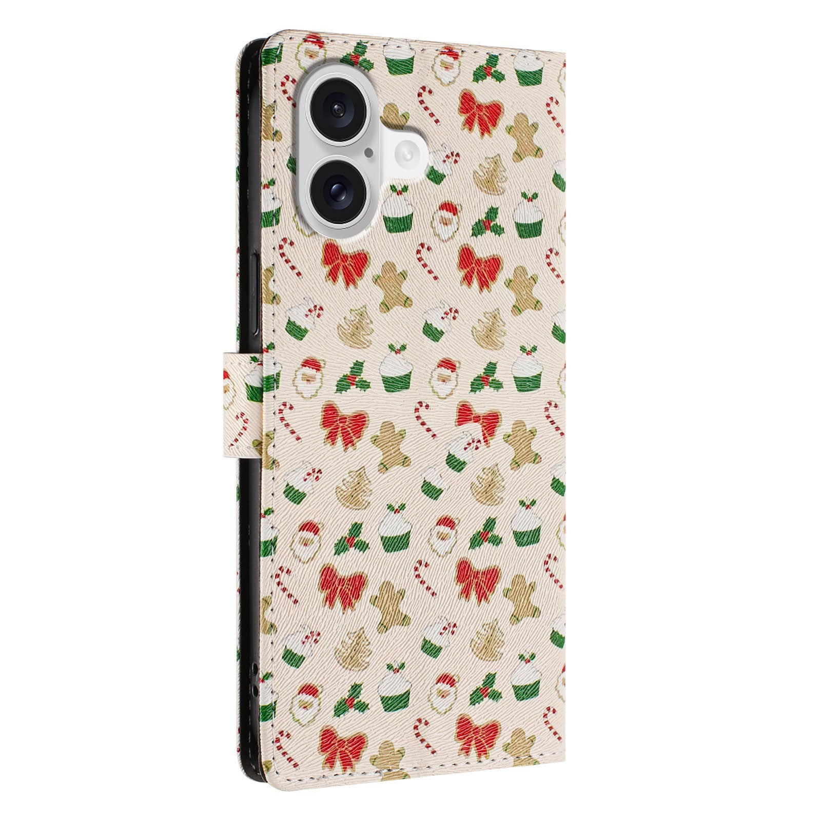 For iPhone 17 Case Christmas Themed Pattern Printing PU Leather Wallet Phone Cover with Wrist Strap