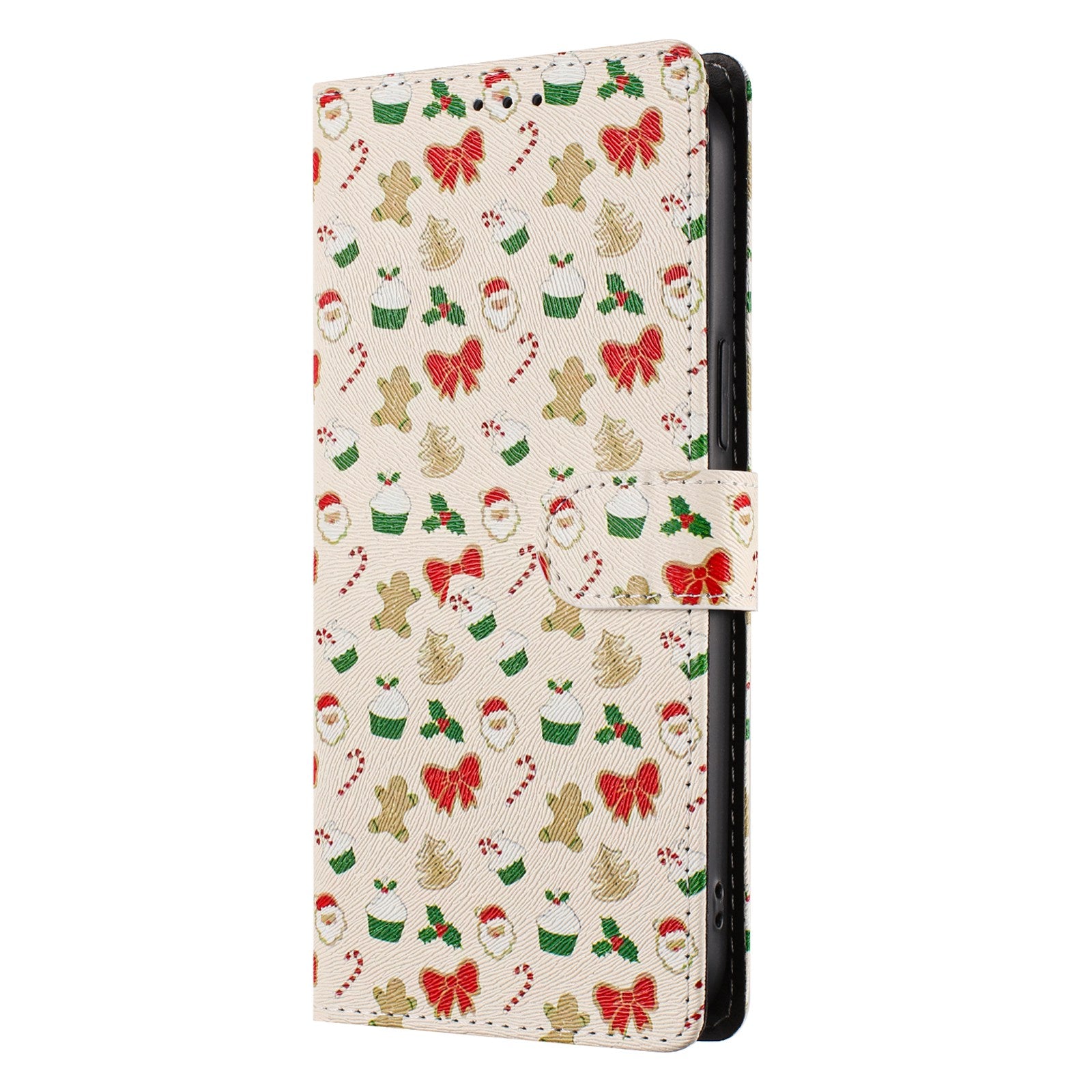 For iPhone 17 Case Christmas Themed Pattern Printing PU Leather Wallet Phone Cover with Wrist Strap
