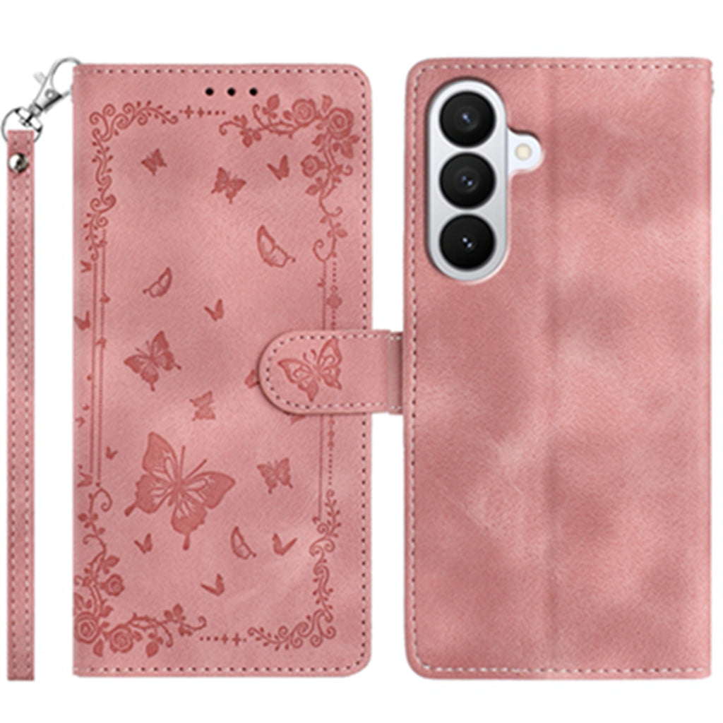 For Samsung Galaxy S26 Pro Case Garden Imprinted PU Leather Wallet Phone Cover with Wrist Strap
