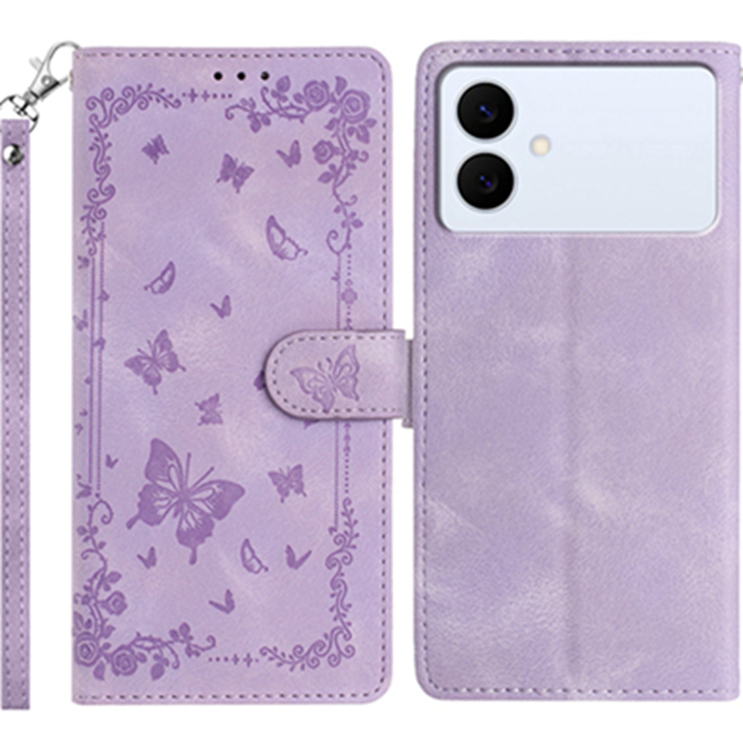 For Samsung Galaxy S26 Edge Case Garden Imprinted PU Leather Wallet Phone Cover with Wrist Strap