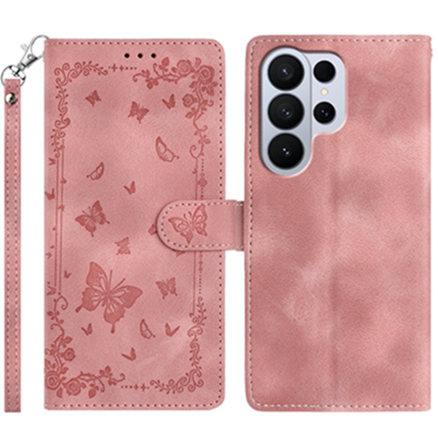 For Samsung Galaxy S26 Ultra Case Garden Imprinted PU Leather Wallet Phone Cover with Wrist Strap
