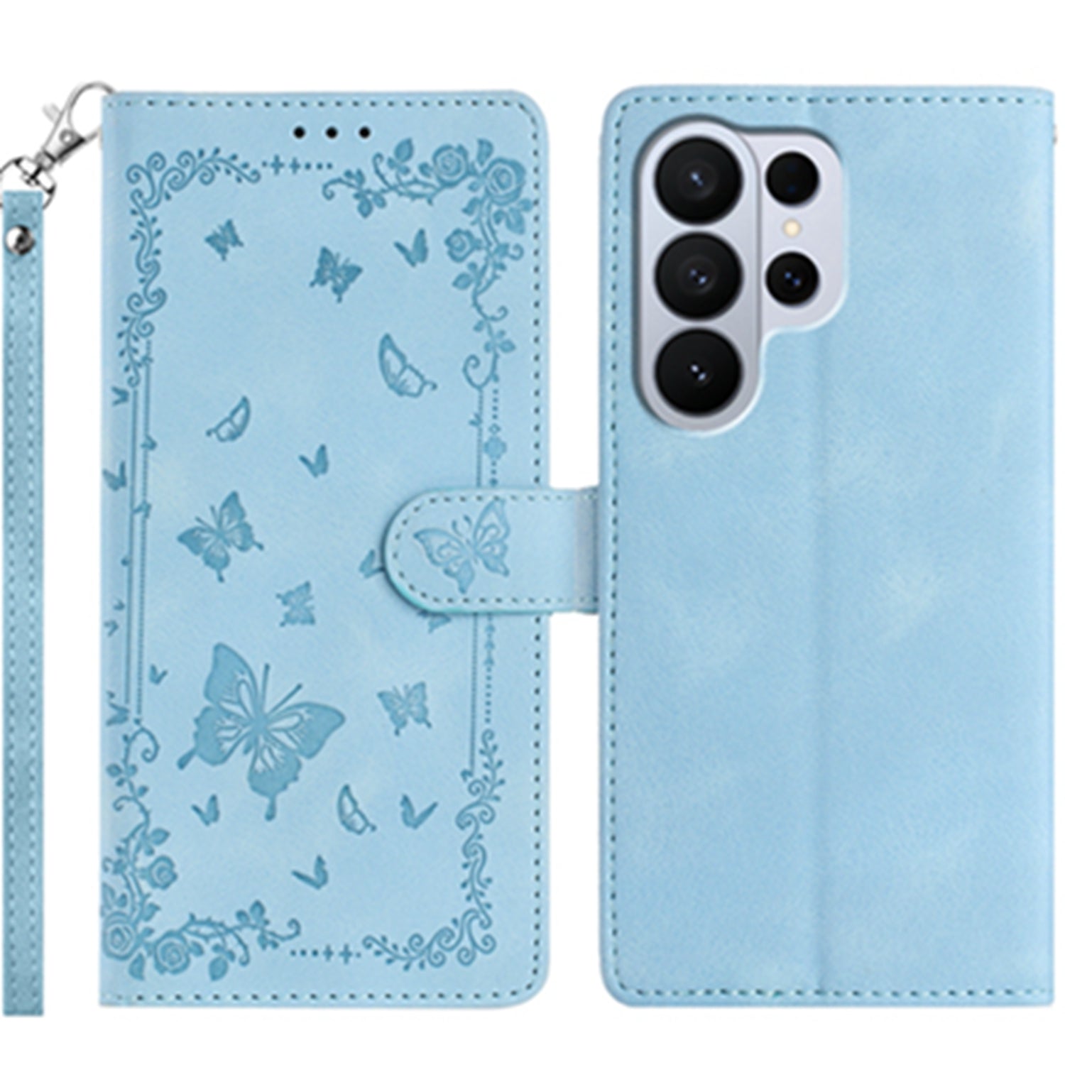 For Samsung Galaxy S26 Ultra Case Garden Imprinted PU Leather Wallet Phone Cover with Wrist Strap