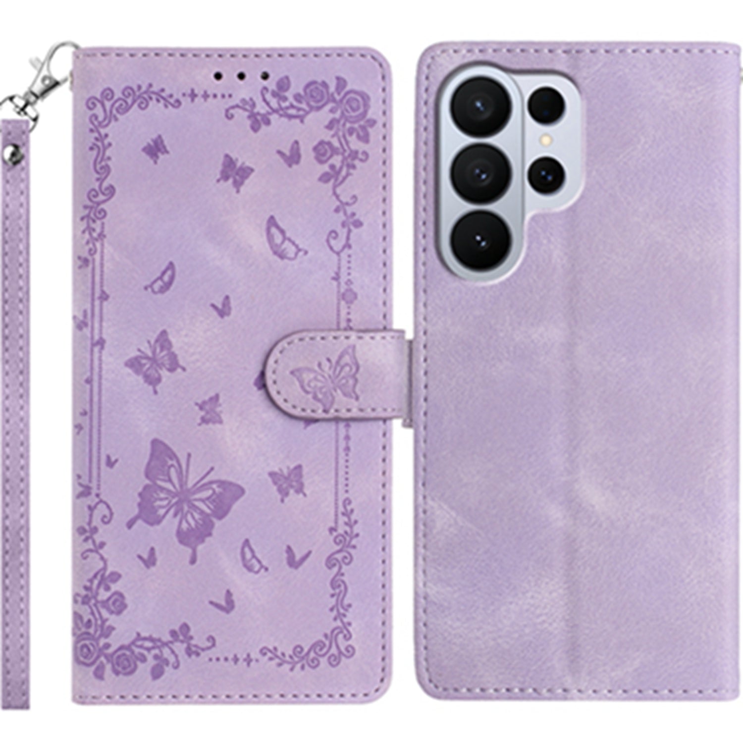 For Samsung Galaxy S26 Ultra Case Garden Imprinted PU Leather Wallet Phone Cover with Wrist Strap