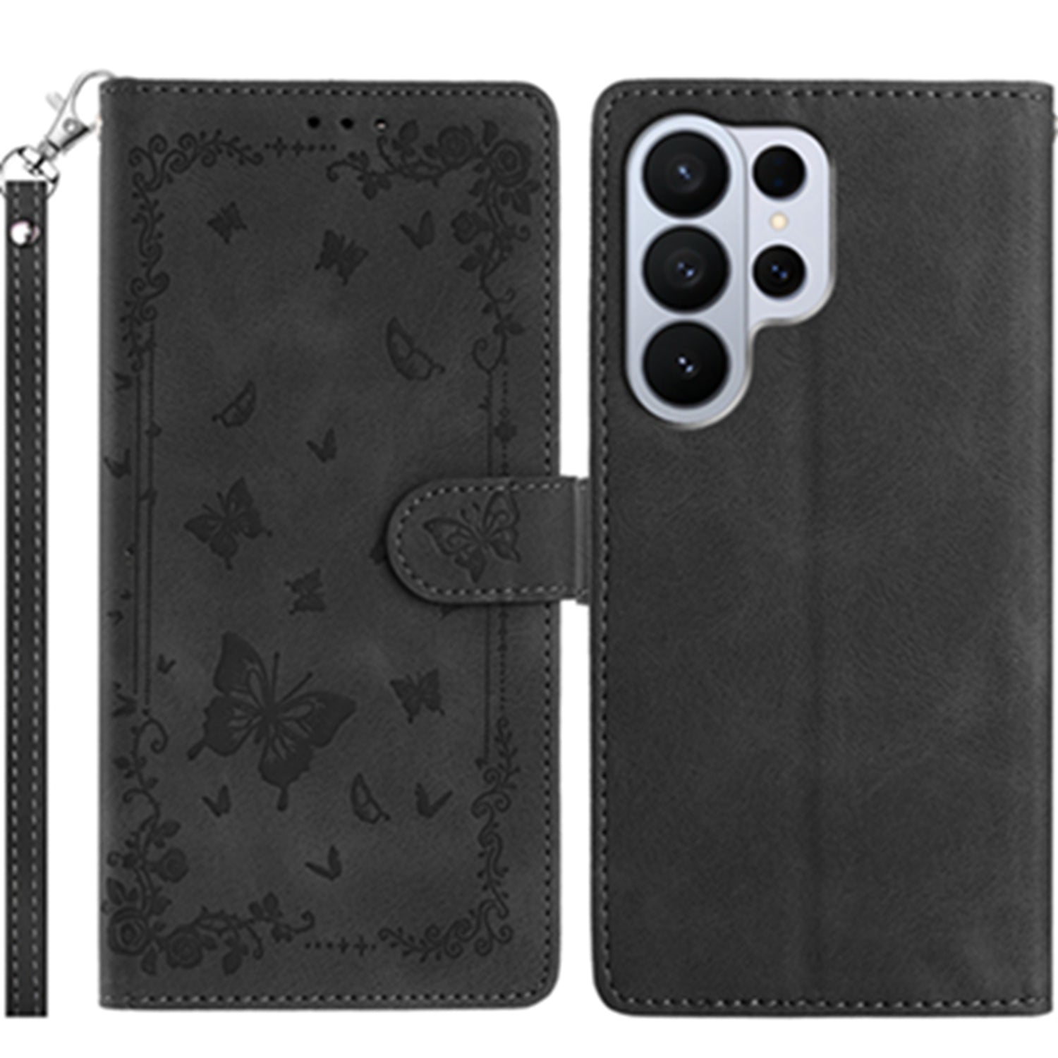 For Samsung Galaxy S26 Ultra Case Garden Imprinted PU Leather Wallet Phone Cover with Wrist Strap