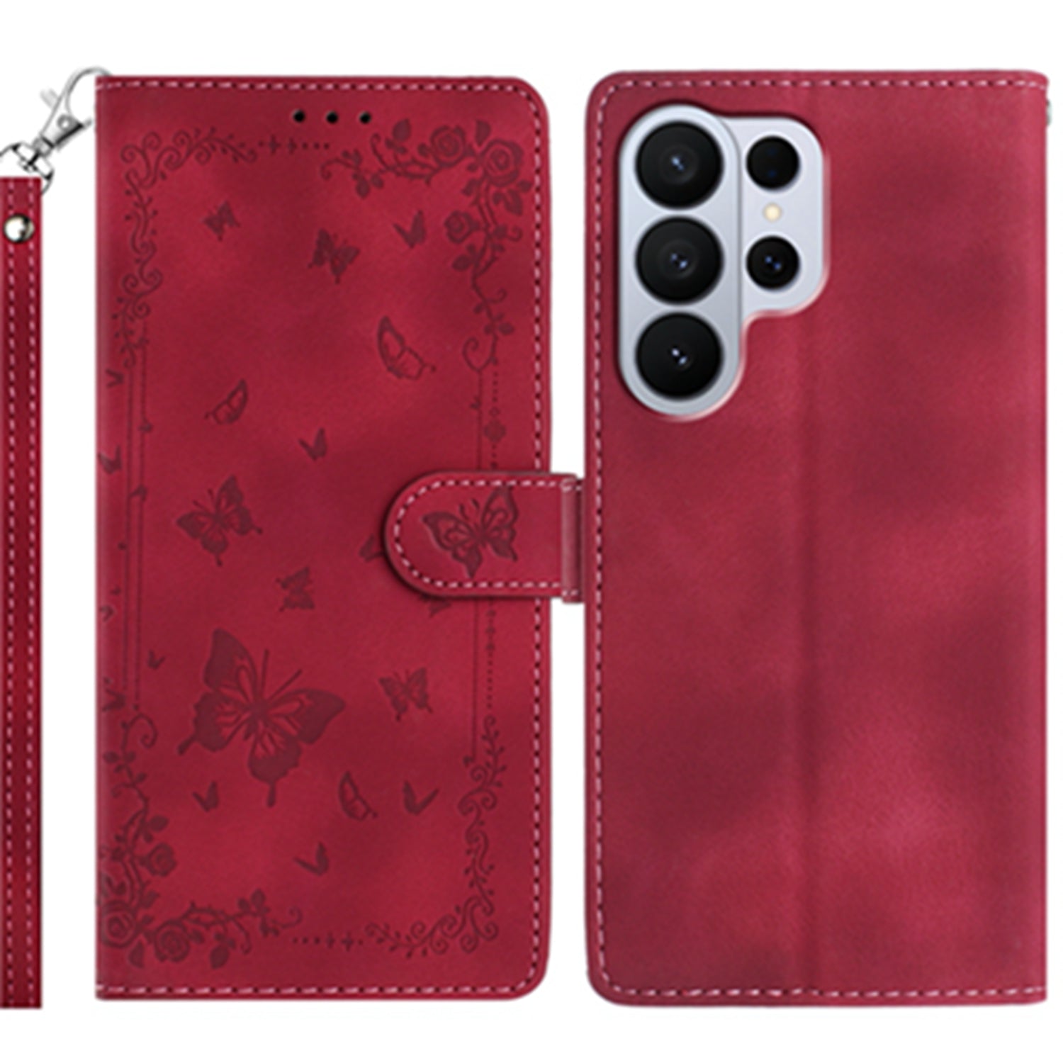 For Samsung Galaxy S26 Ultra Case Garden Imprinted PU Leather Wallet Phone Cover with Wrist Strap